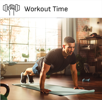 A man boosting his workout with his favorite playlist launched by the Montenegro smart home system